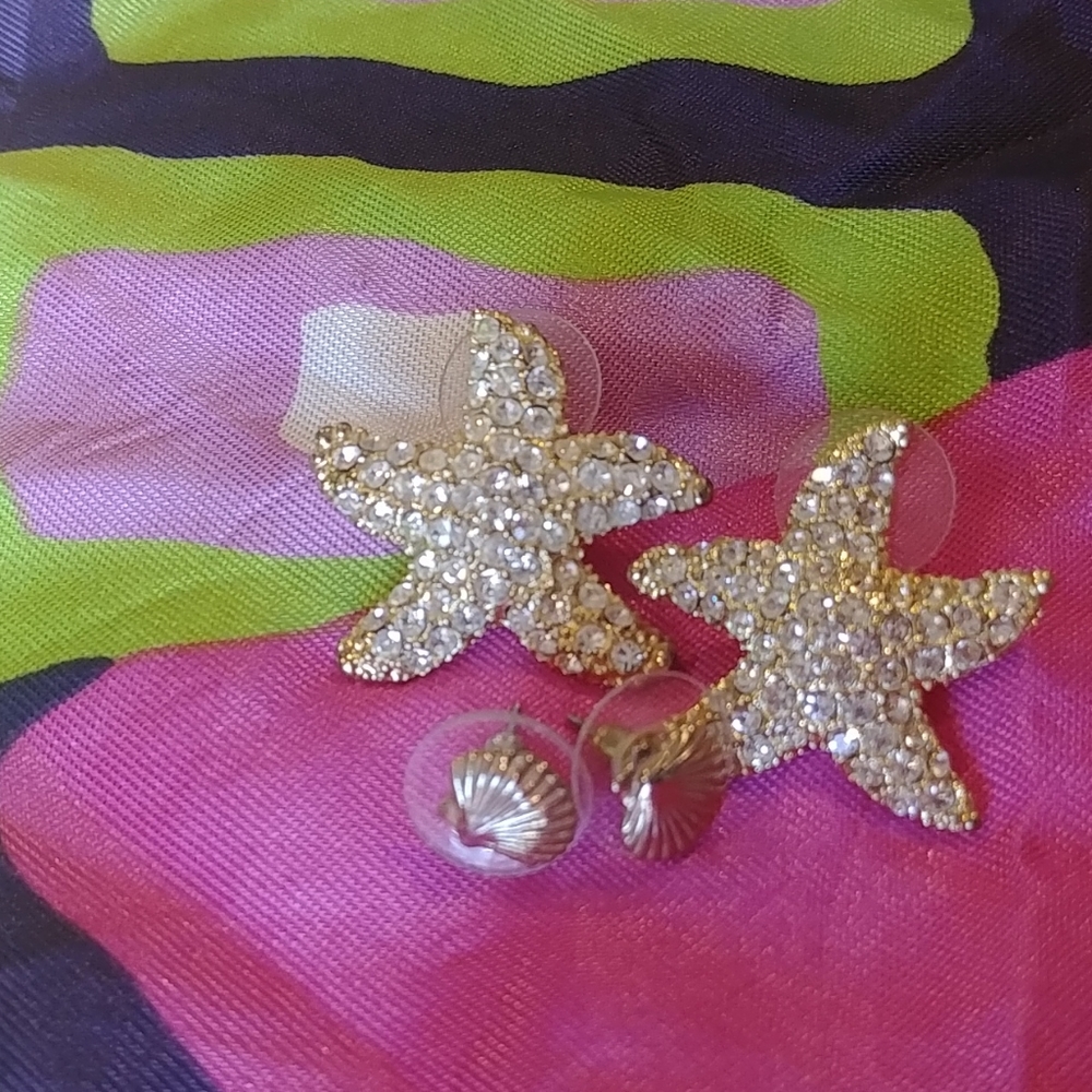 LOT OF 2 PREPPY NAUTICAL STARFISH SCALLOP SEASHELL